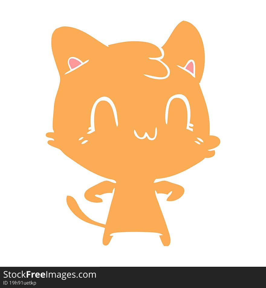 flat color style cartoon happy cat