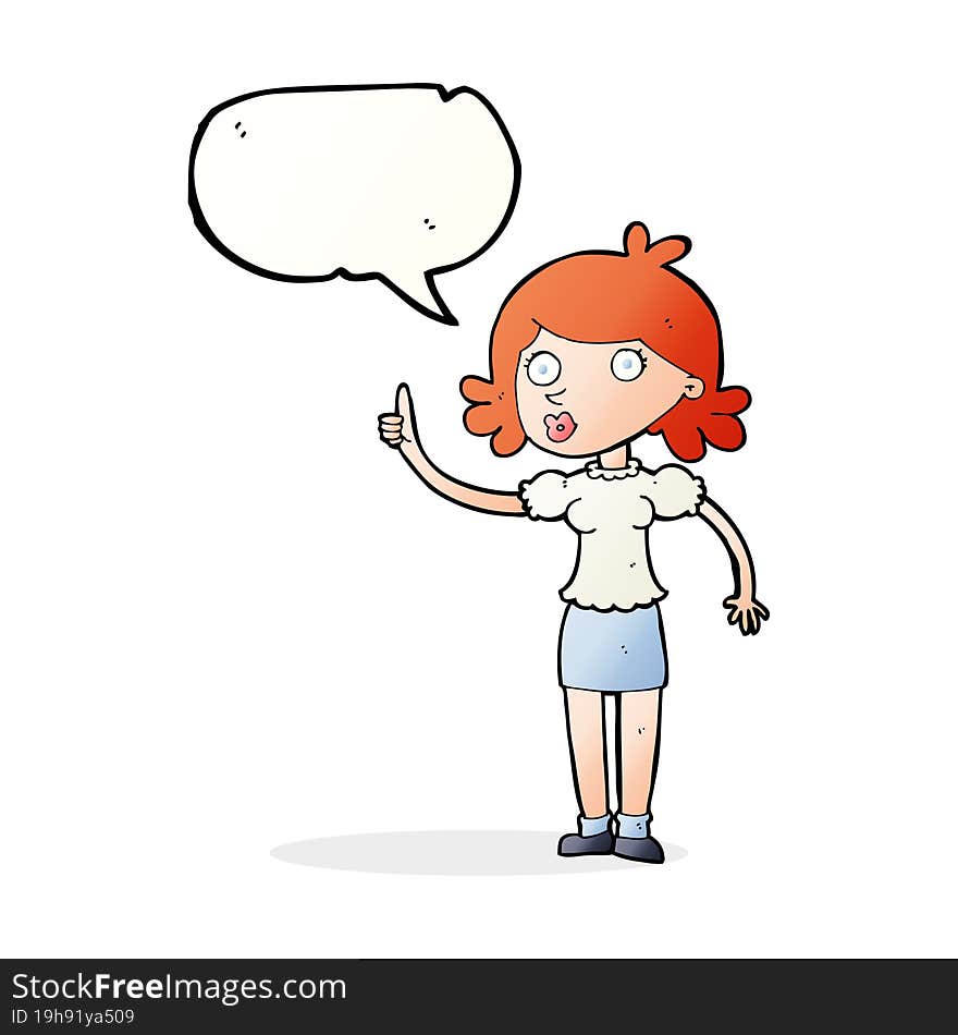 cartoon woman with idea with speech bubble