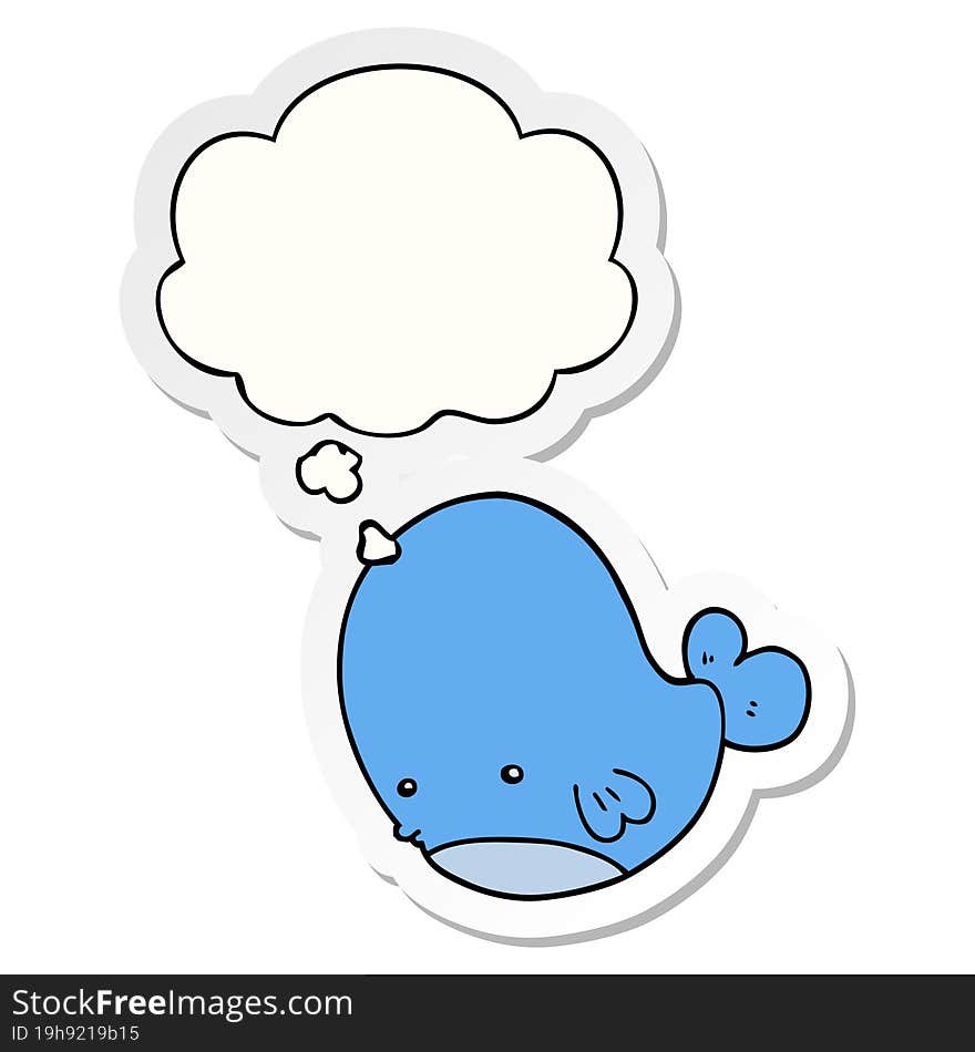 Cartoon Whale And Thought Bubble As A Printed Sticker