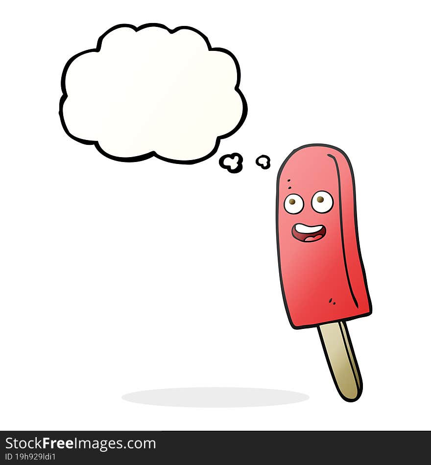 freehand drawn thought bubble cartoon ice lolly