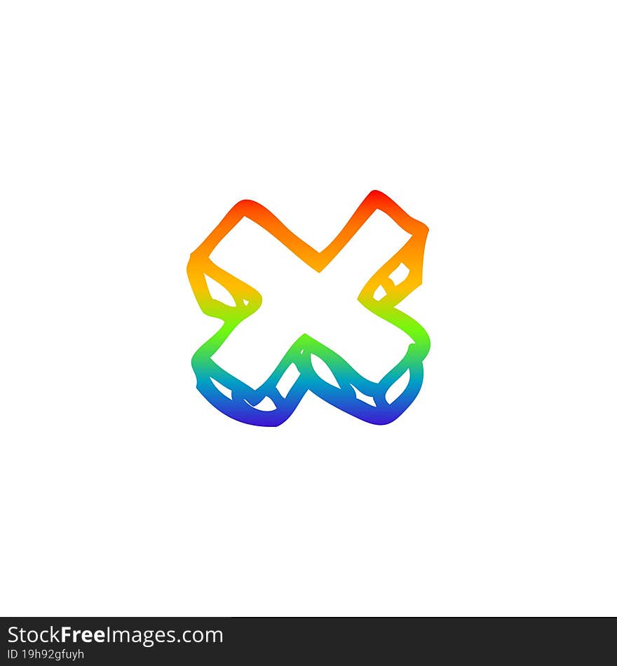 Rainbow Gradient Line Drawing Cartoon Letter X