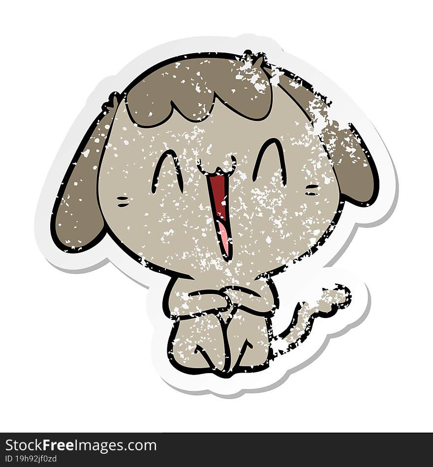 Distressed Sticker Of A Cute Cartoon Dog