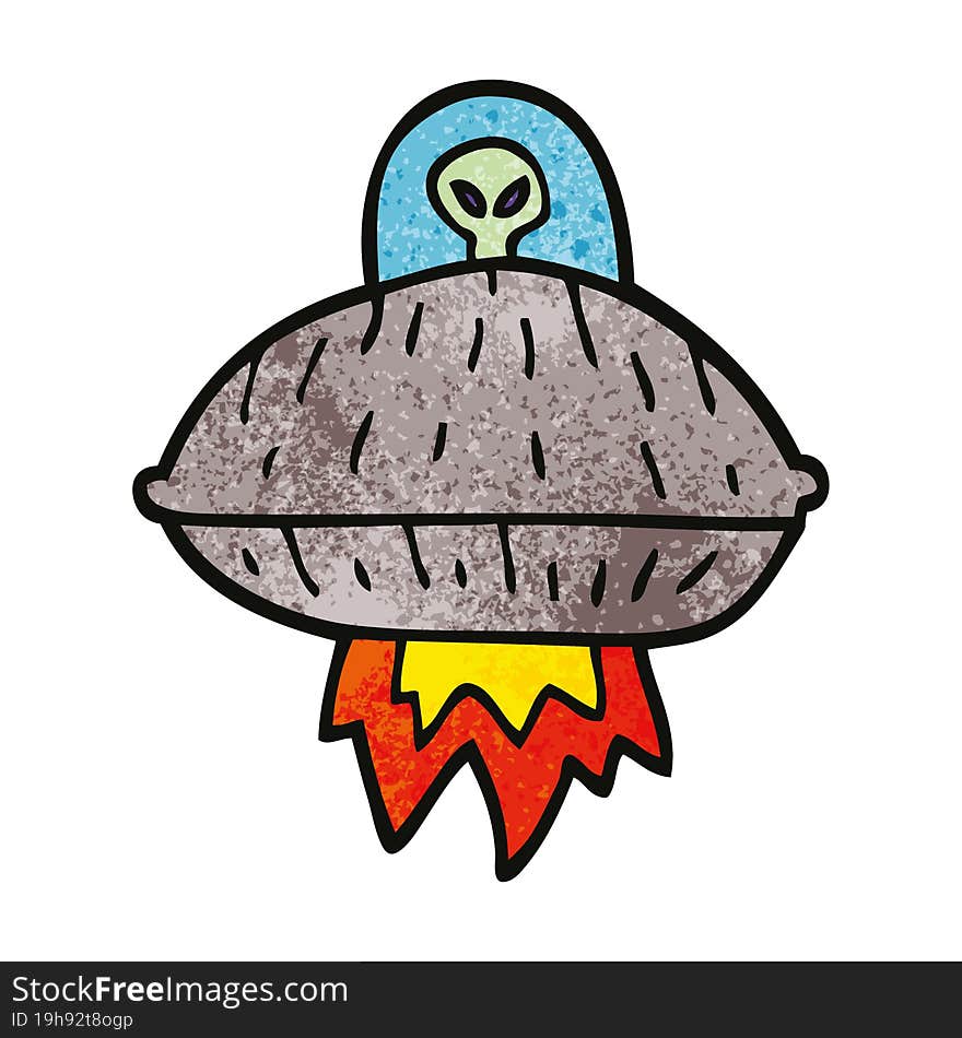 cartoon doodle alien spaceship