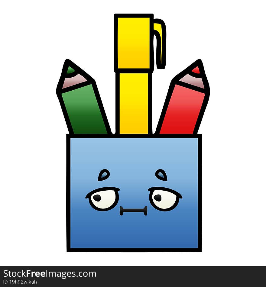 gradient shaded cartoon of a pencil pot