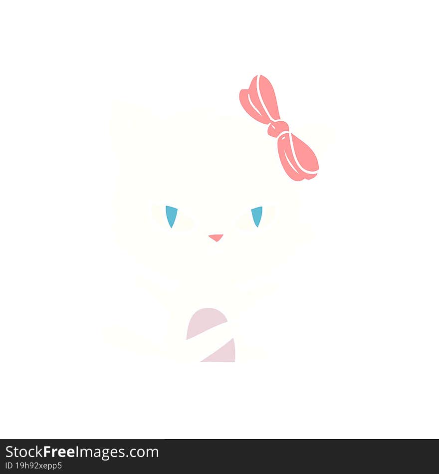 Cute Flat Color Style Cartoon Cat