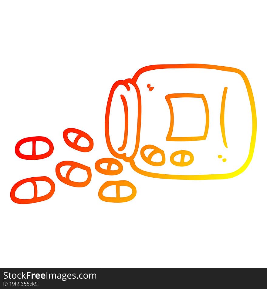 warm gradient line drawing cartoon jar of pills