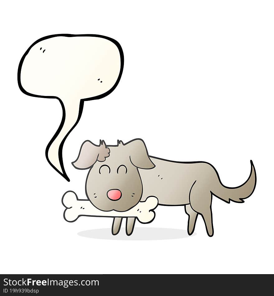 Speech Bubble Cartoon Dog With Bone