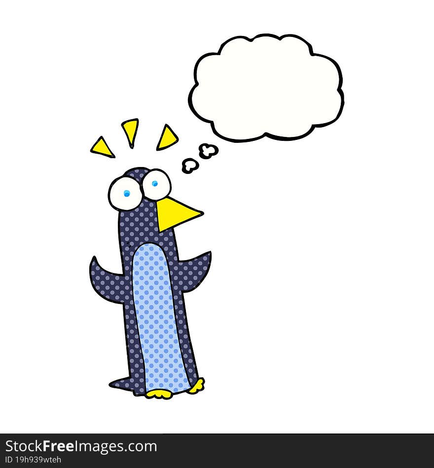 Thought Bubble Cartoon Surprised Penguin