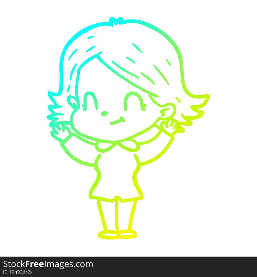 cold gradient line drawing cartoon friendly girl