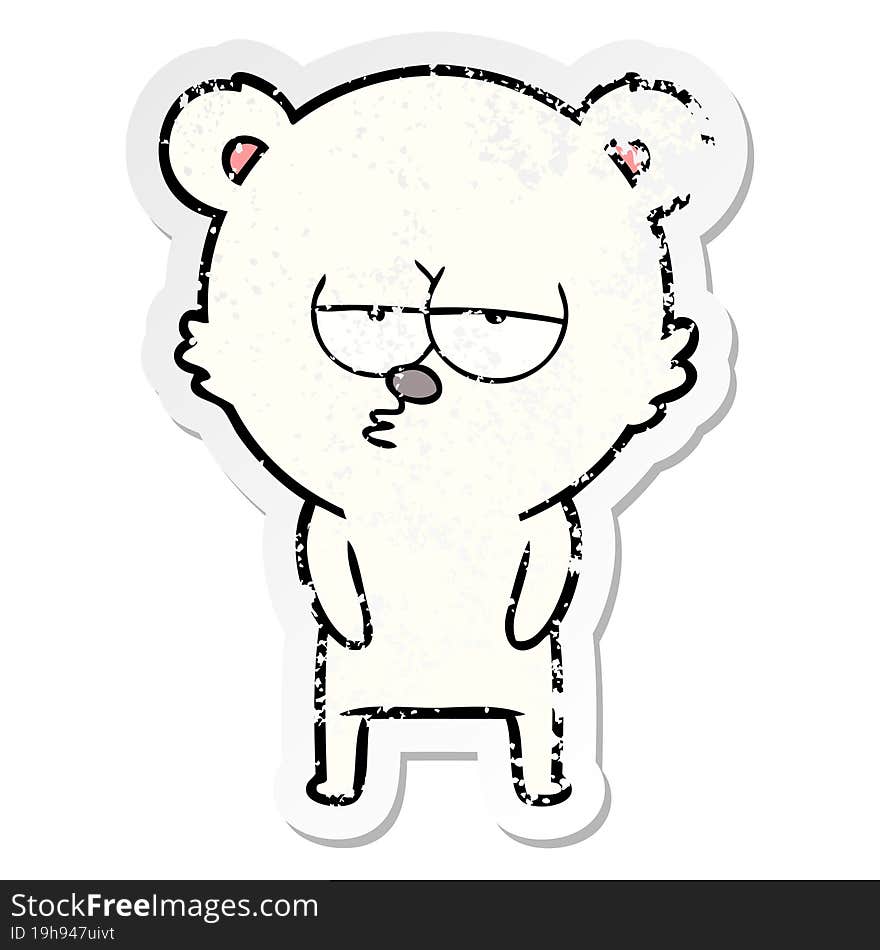 distressed sticker of a bored polar bear cartoon