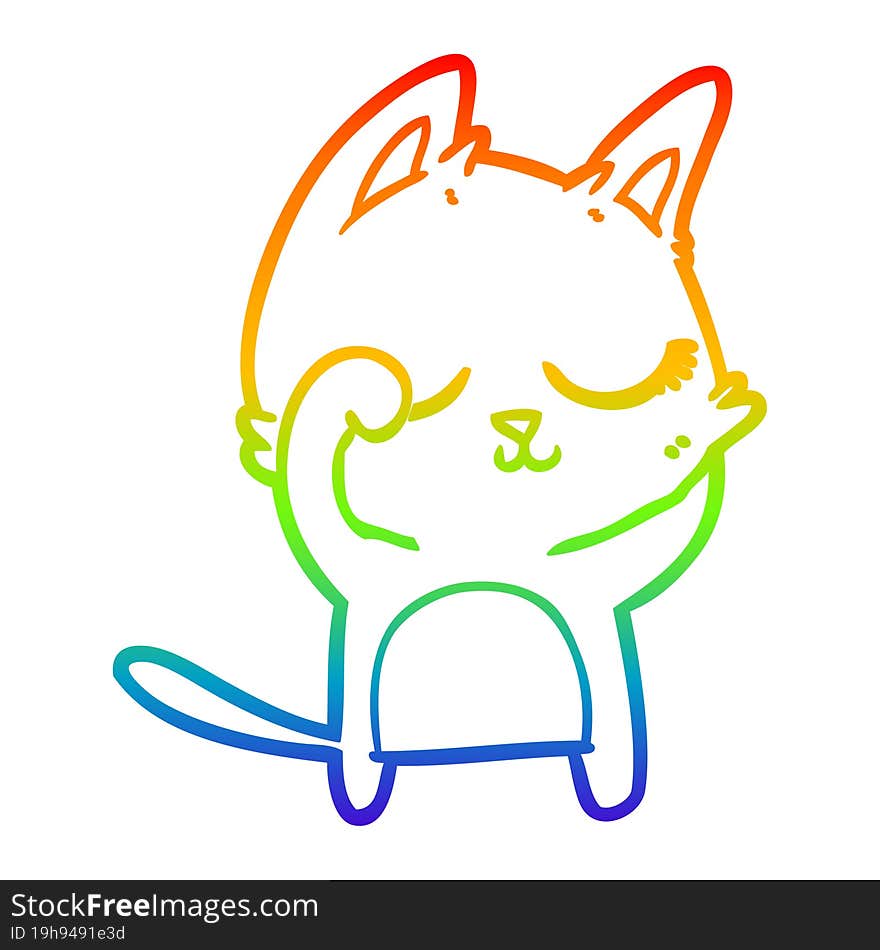 rainbow gradient line drawing calm cartoon cat