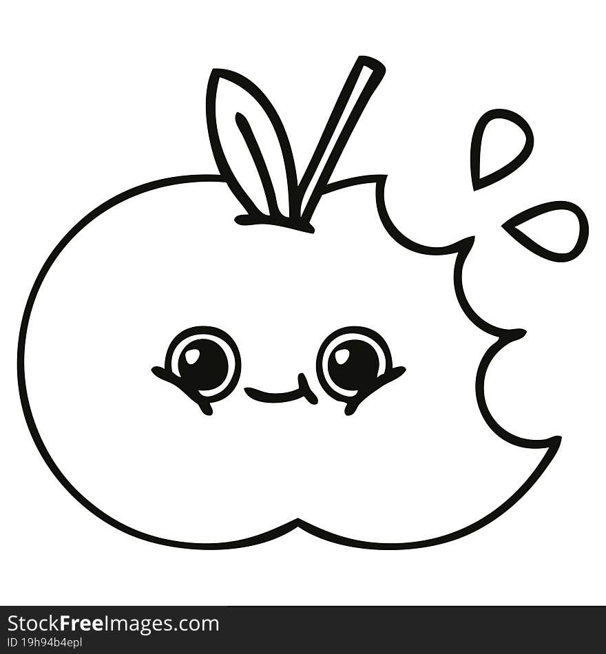 Line Drawing Cartoon Apple