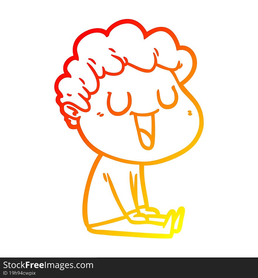 Warm Gradient Line Drawing Laughing Cartoon Man