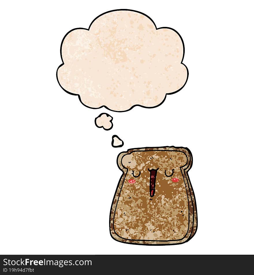 cartoon toast with thought bubble in grunge texture style. cartoon toast with thought bubble in grunge texture style