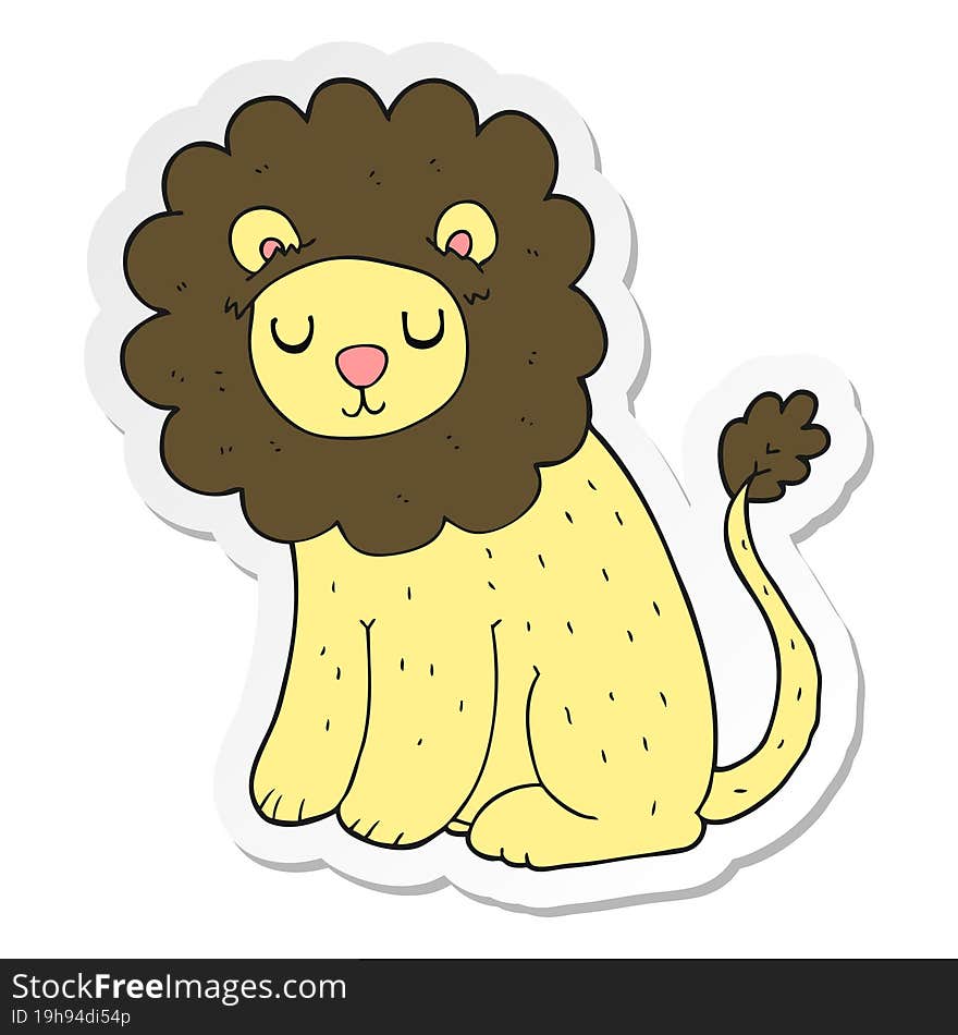 Sticker Of A Cartoon Cute Lion