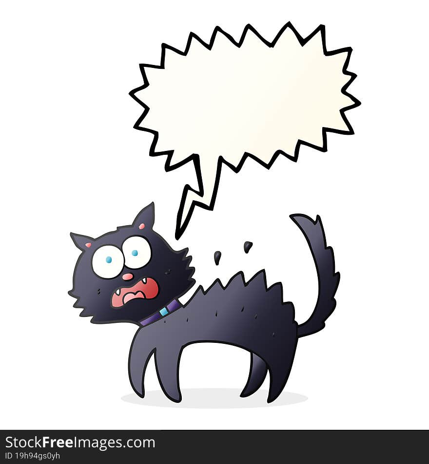 speech bubble cartoon scared black cat