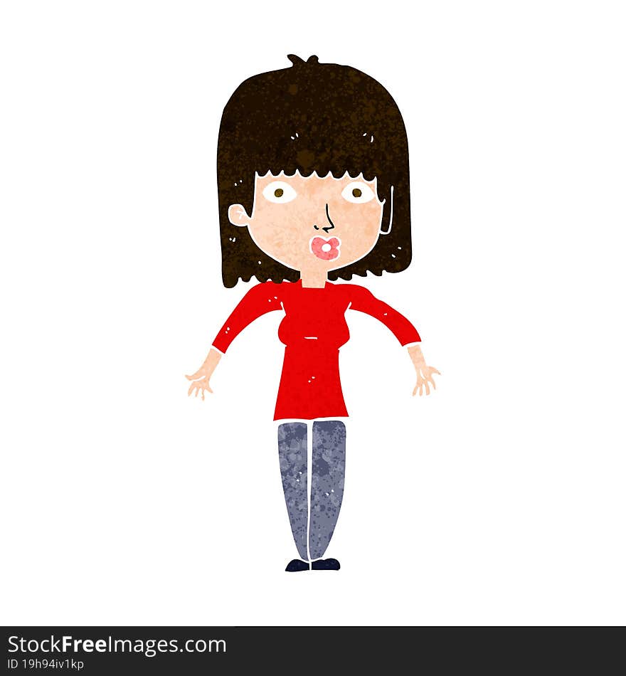 cartoon woman shrugging