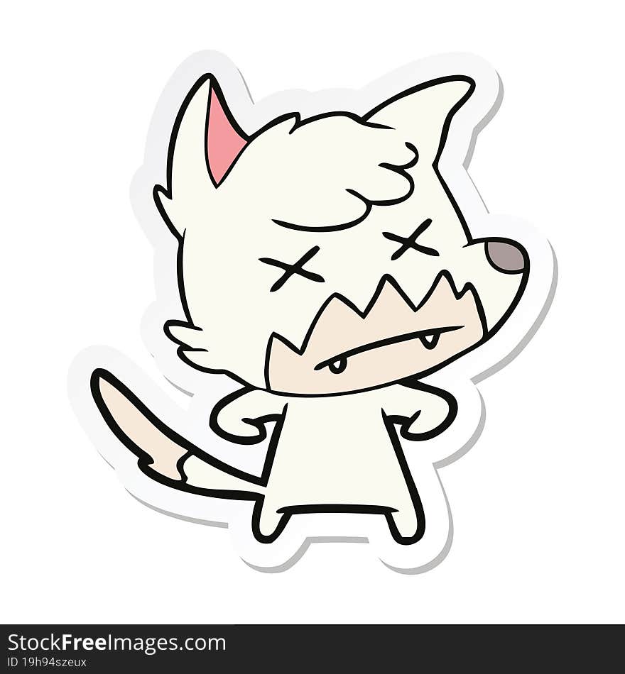 sticker of a cartoon dead fox