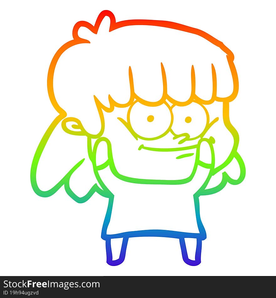 rainbow gradient line drawing cartoon smiling woman