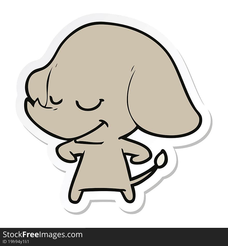 sticker of a cartoon smiling elephant