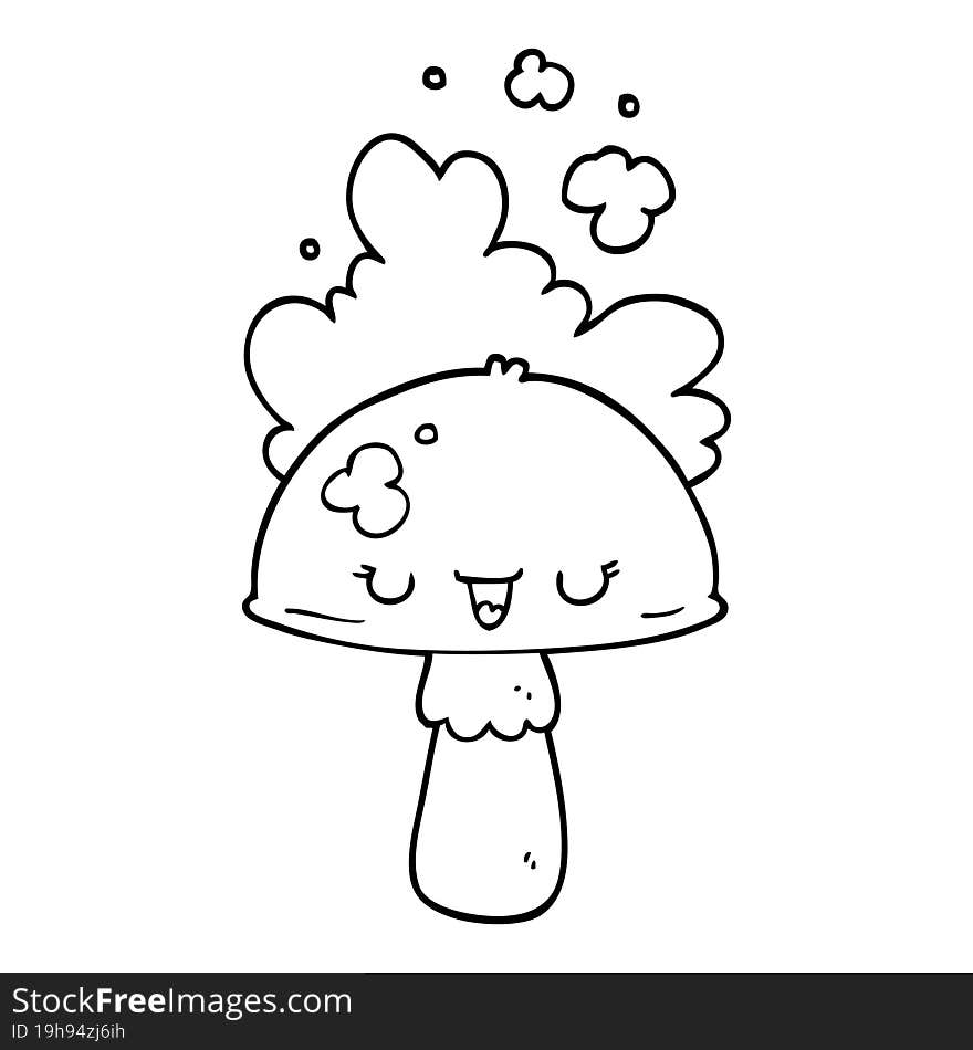 cartoon mushroom with spoor cloud