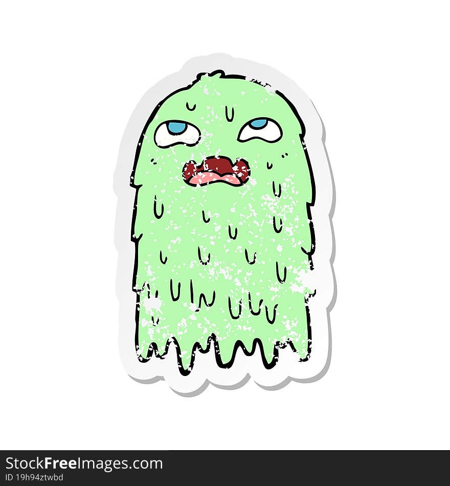 retro distressed sticker of a gross cartoon ghost