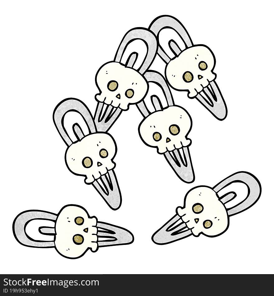 freehand textured cartoon skull hairclips