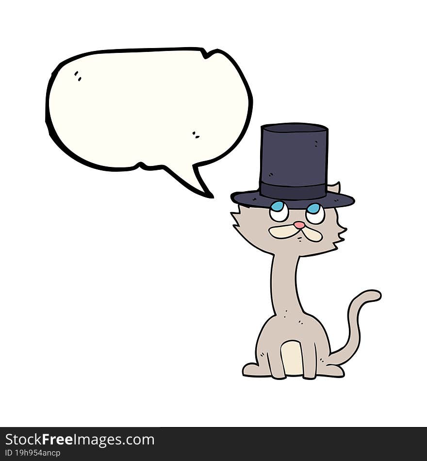 speech bubble cartoon cat in top hat