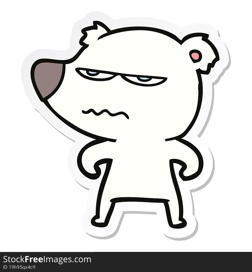 sticker of a angry bear polar cartoon