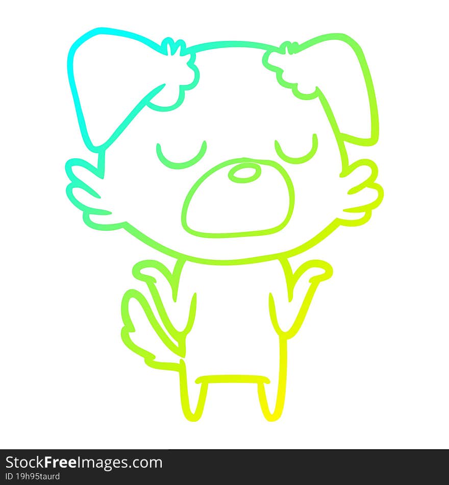 cold gradient line drawing cartoon dog shrugging shoulders