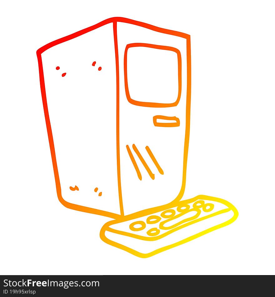 warm gradient line drawing cartoon office computer