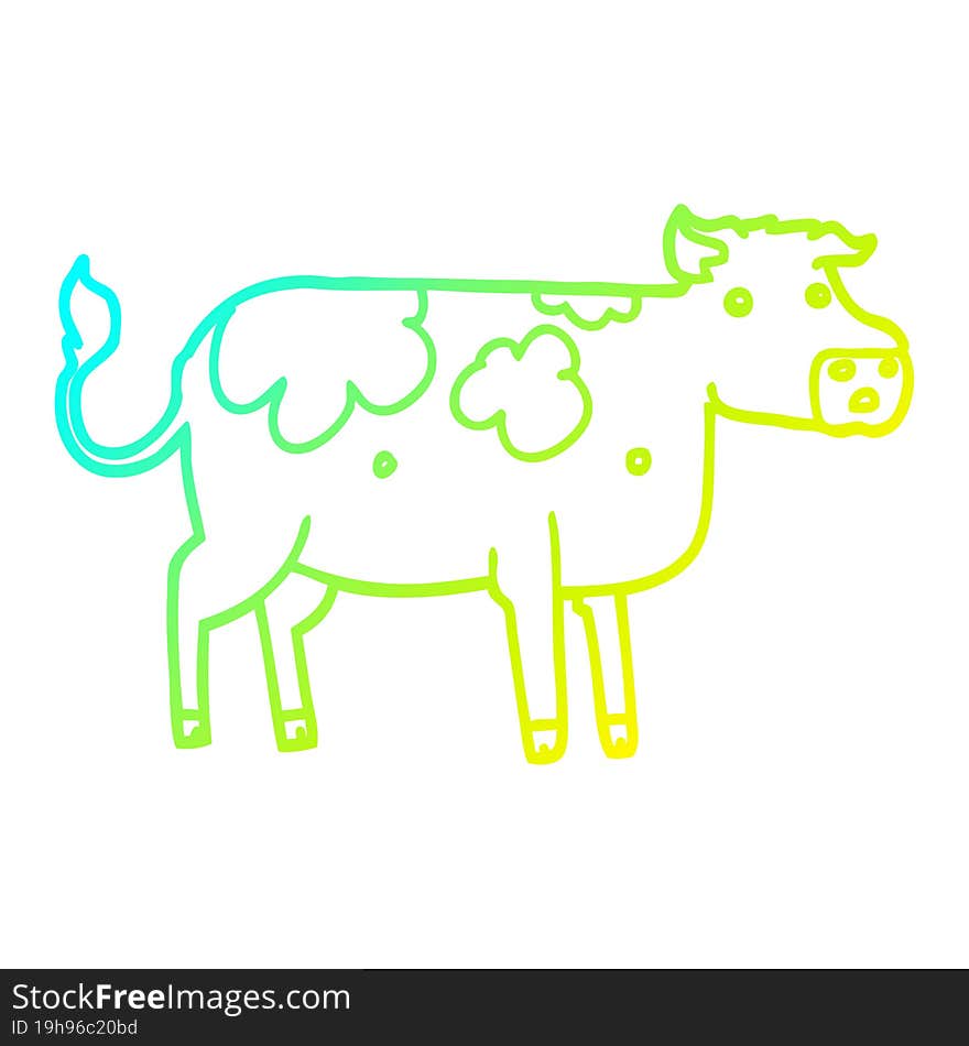 cold gradient line drawing cartoon cow