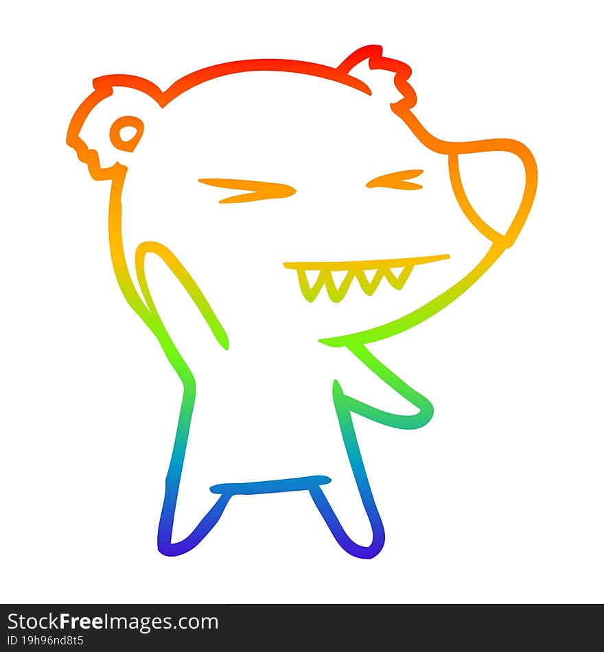 rainbow gradient line drawing angry polar bear cartoon