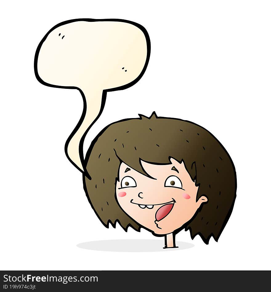 Cartoon Happy Girl With Speech Bubble