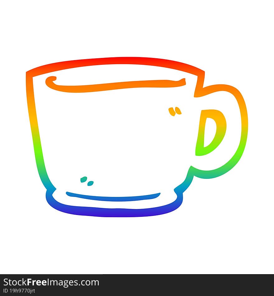 Rainbow Gradient Line Drawing Cartoon Tea Cup