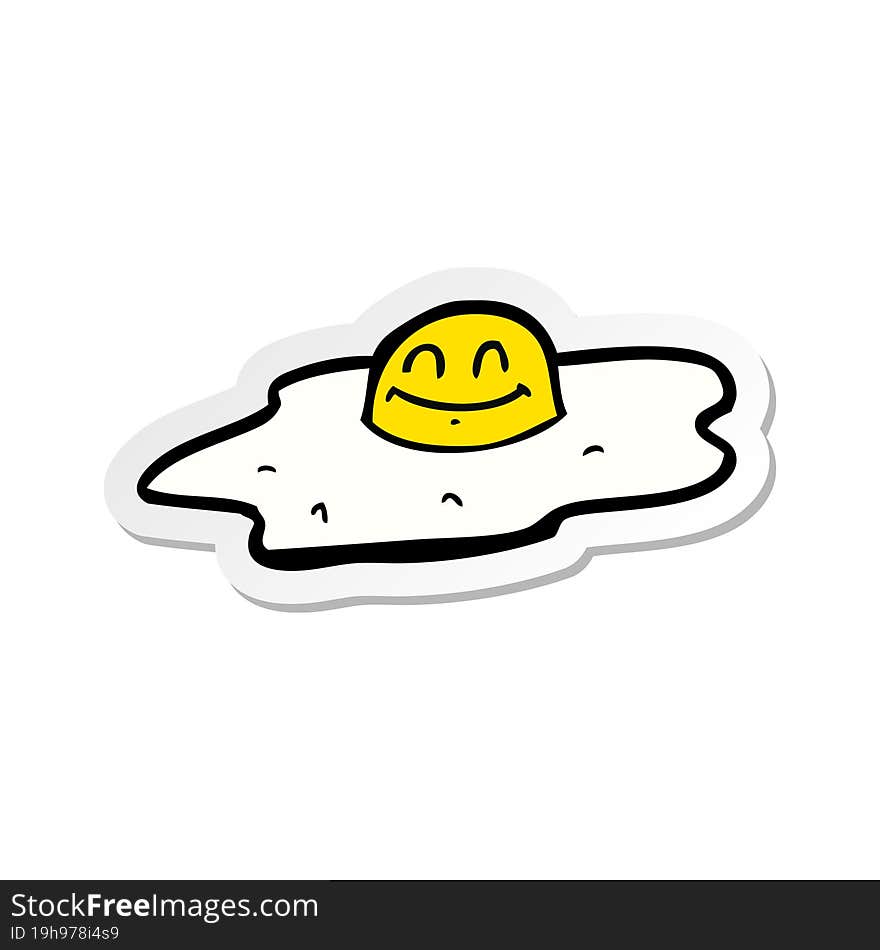 sticker of a cartoon fried egg