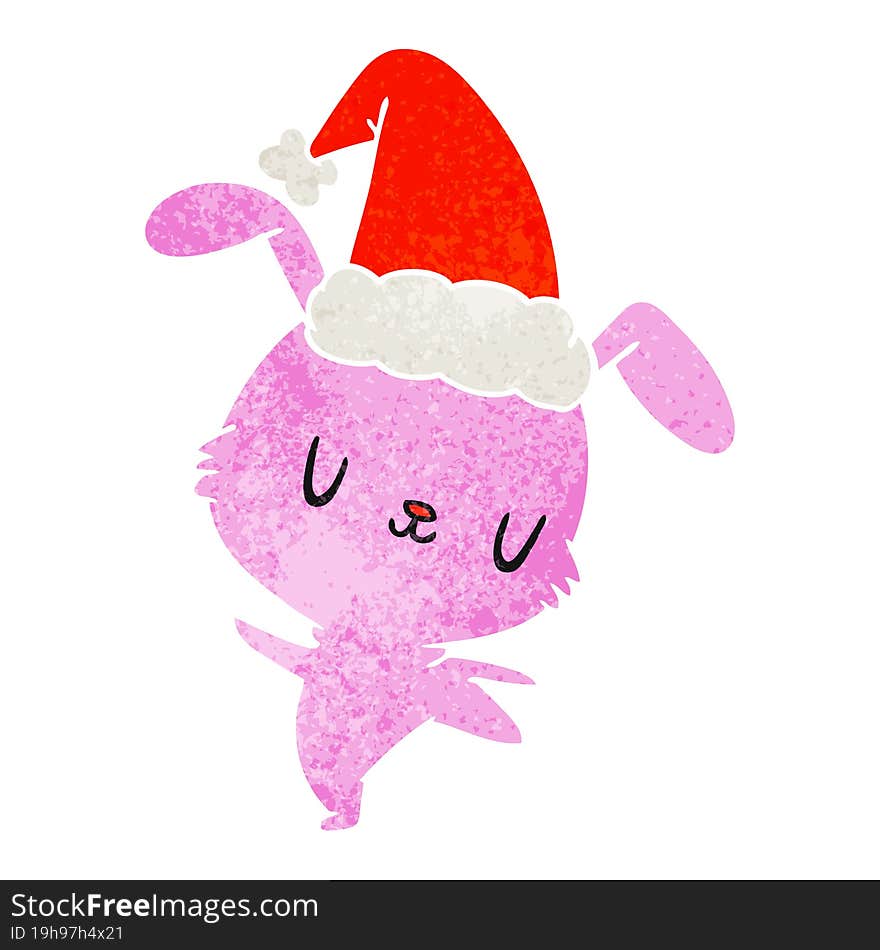 Christmas Retro Cartoon Of Kawaii Rabbit