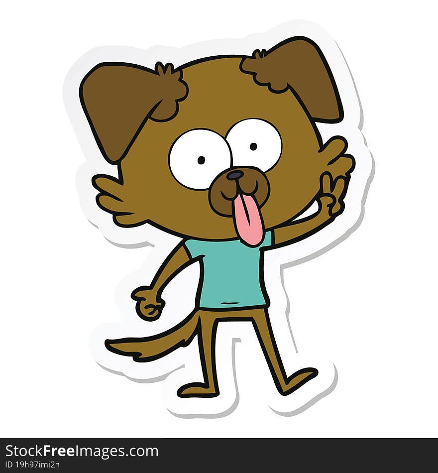 sticker of a cartoon dog with tongue sticking out