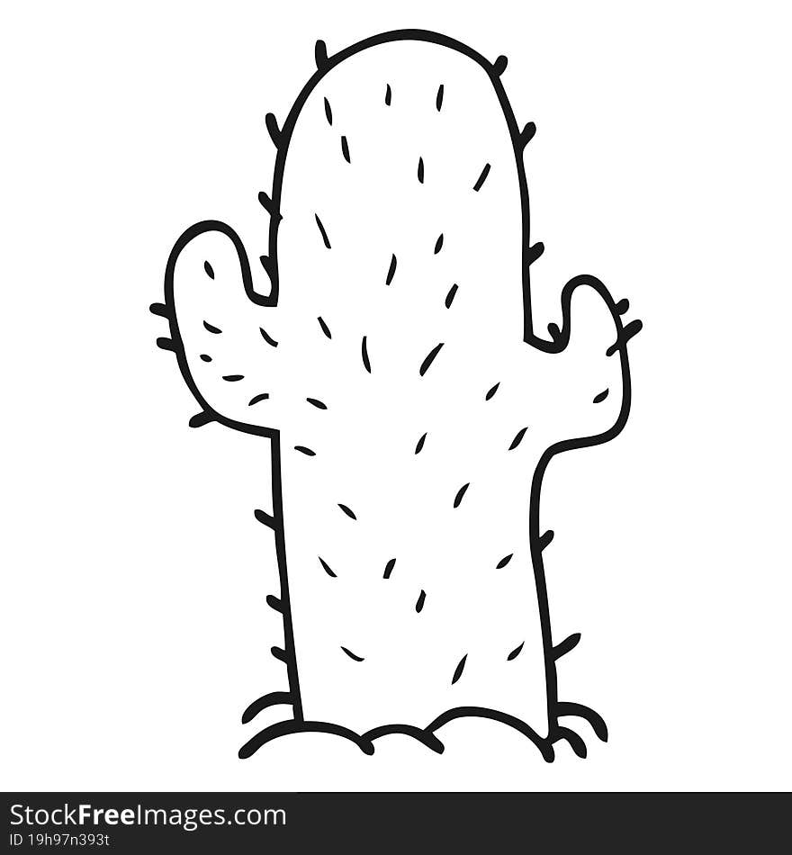 Black And White Cartoon Cactus