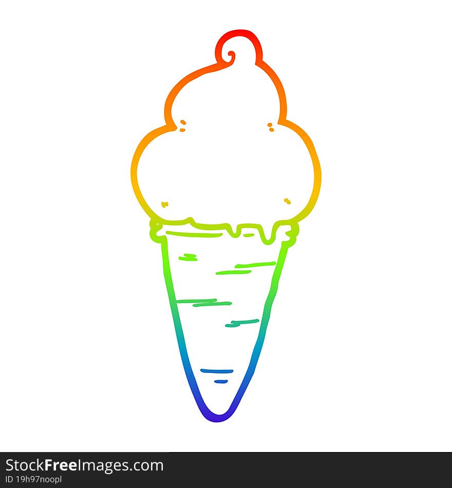 rainbow gradient line drawing cartoon ice cream