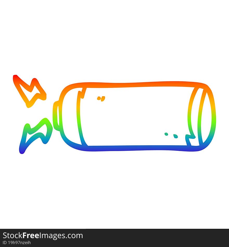 rainbow gradient line drawing cartoon battery