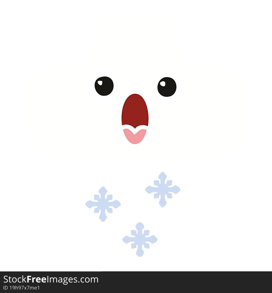 Flat Color Retro Cartoon Snow Cloud