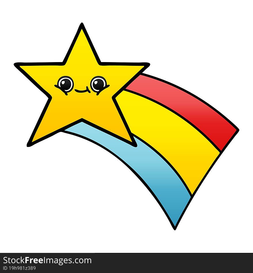 Gradient Shaded Cartoon Shooting Rainbow Star