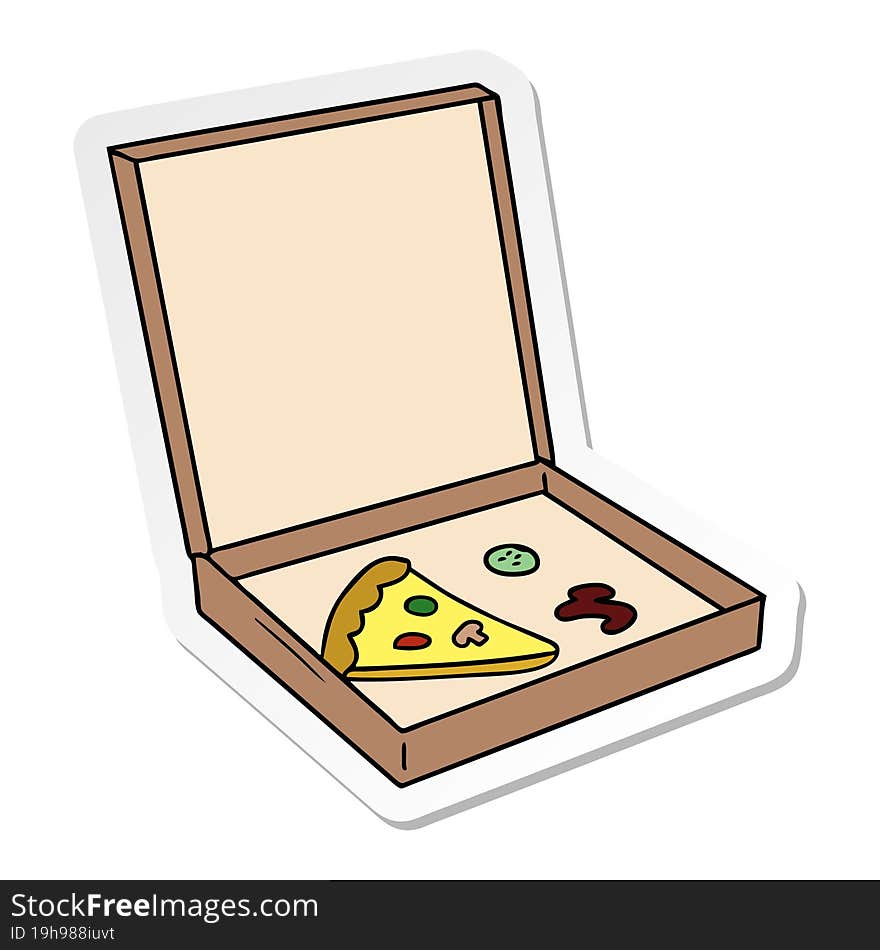 sticker cartoon doodle of a slice of pizza