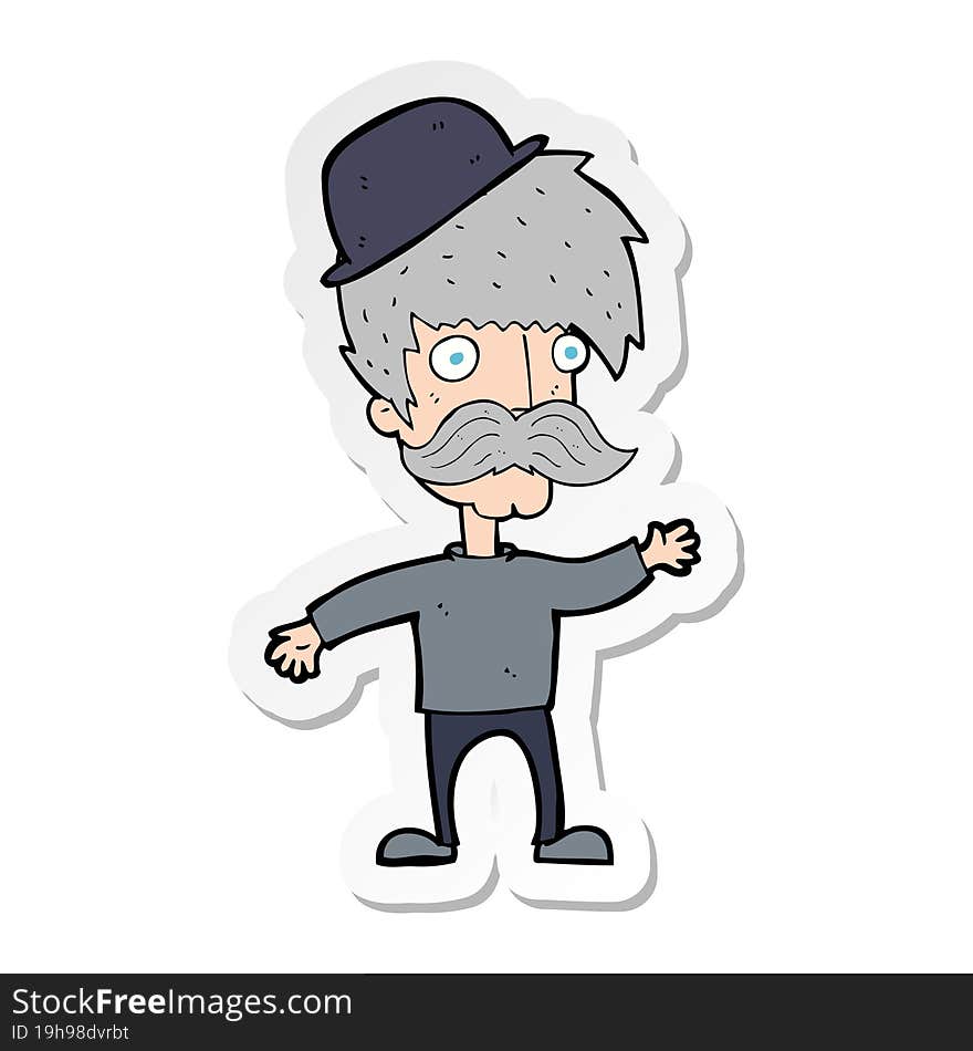 sticker of a cartoon man wearing bowler hat