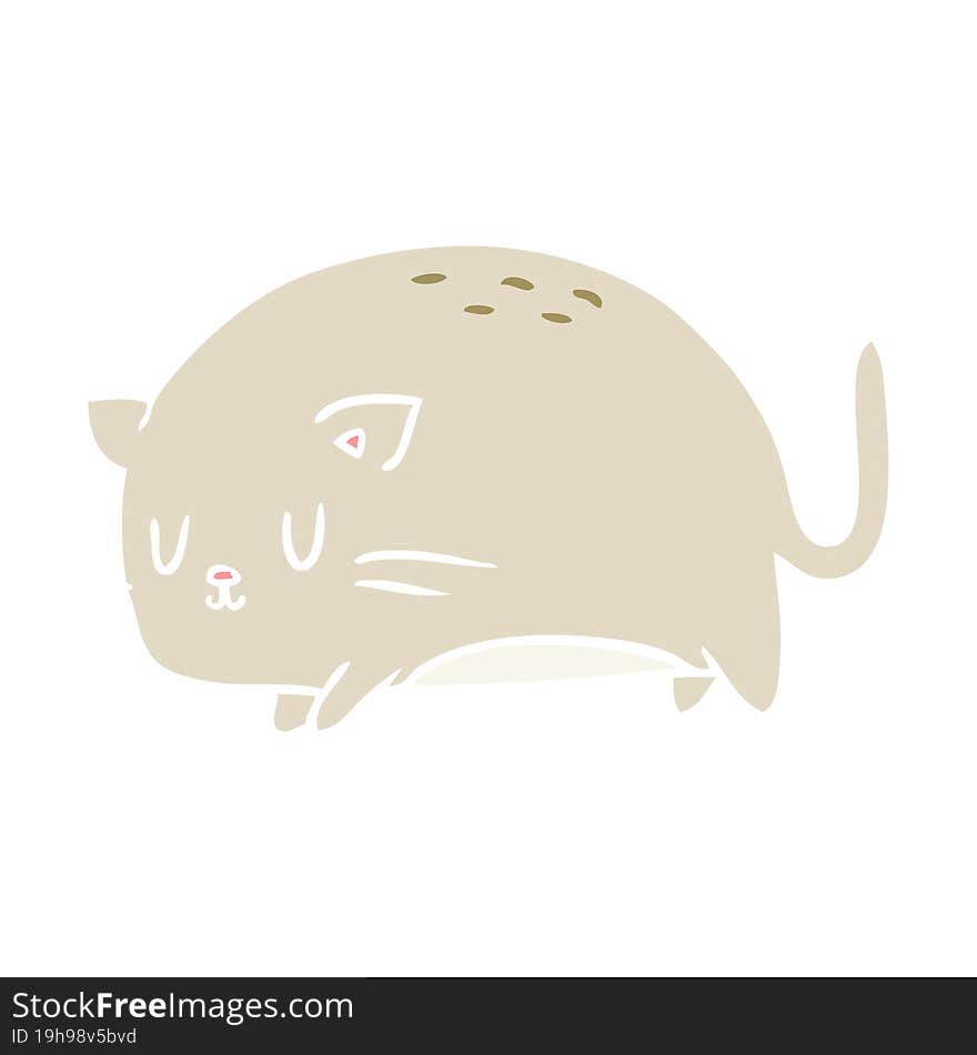 Cute Fat Flat Color Style Cartoon Cat