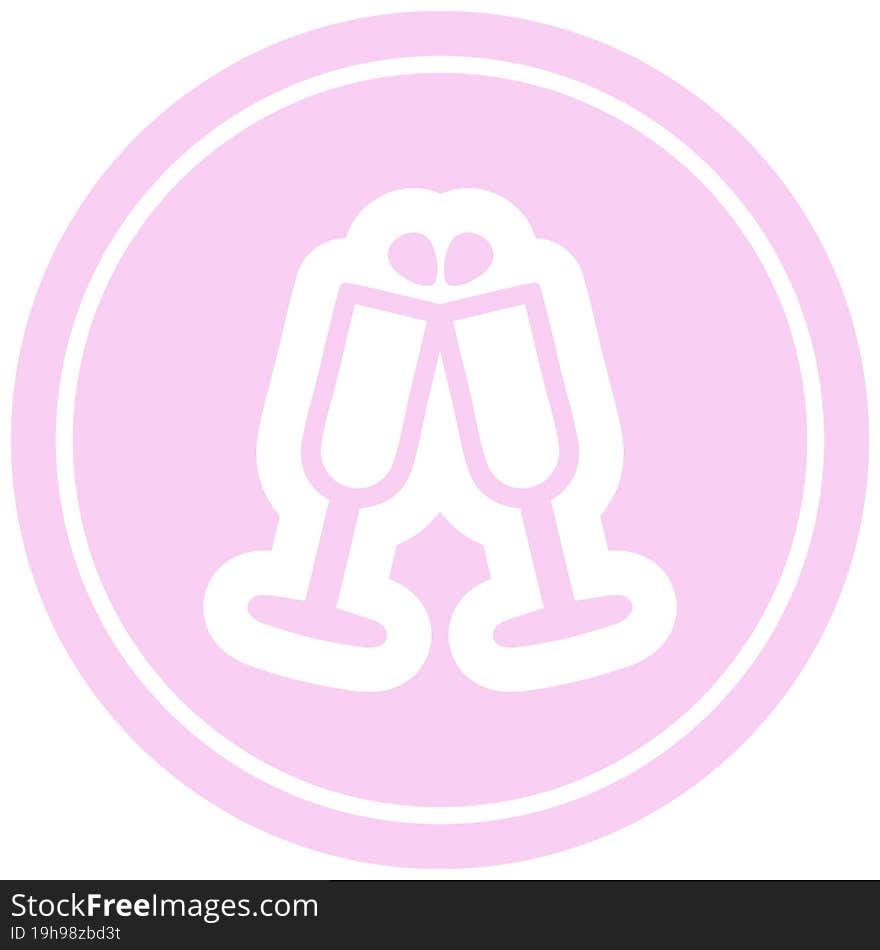 raised glasses circular icon symbol