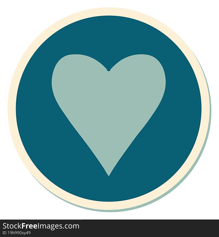 sticker of tattoo in traditional style of a heart. sticker of tattoo in traditional style of a heart