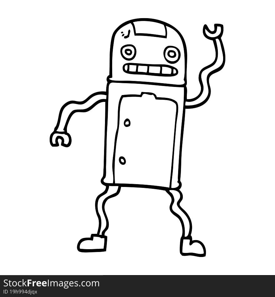 line drawing cartoon robot