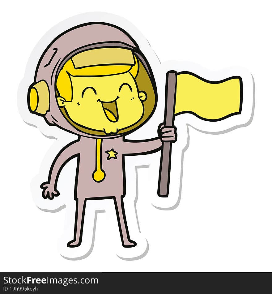 Sticker Of A Happy Cartoon Astronaut